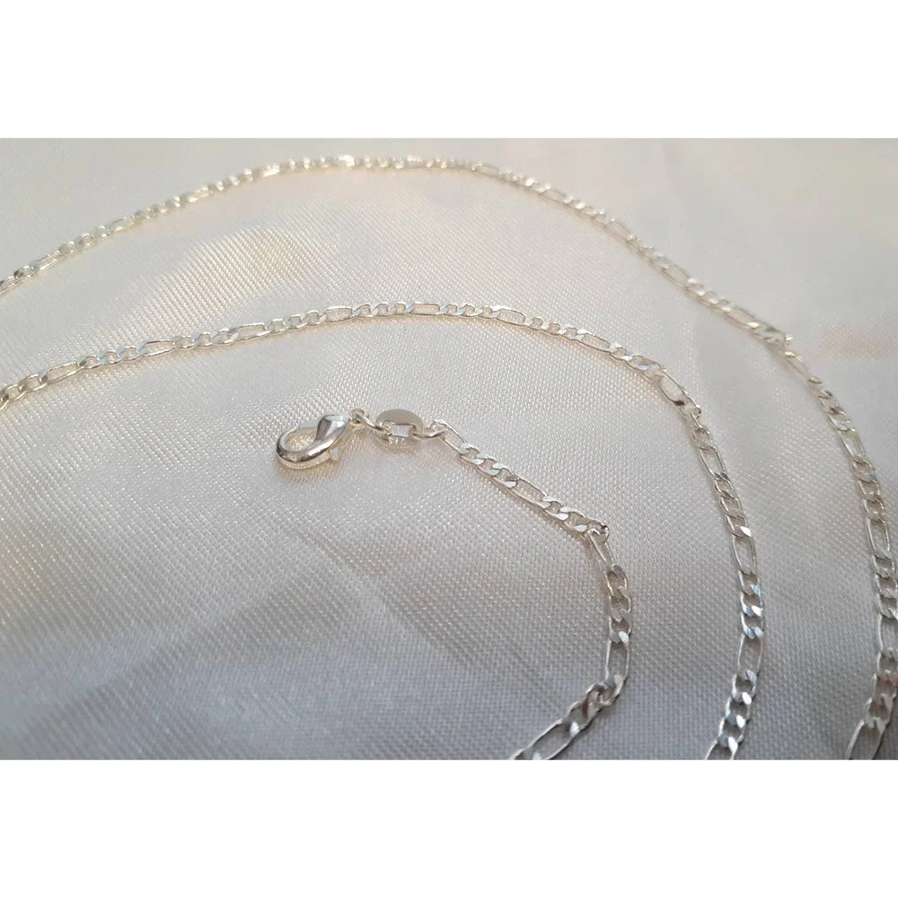 Sterling Silver 925 Plated 26 Inch Figaro Chain Necklace New 1/16th+" Wide_3